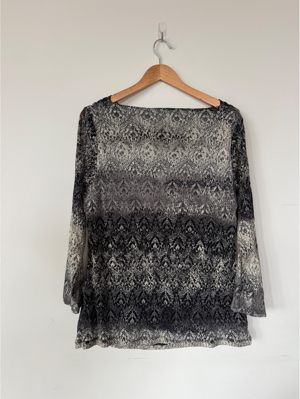 VTG Y2K Axcess Whimsical Cowl Neck 3/4 Sleeve Sheer Blouse Paisley Fall - Picture 7 of 9